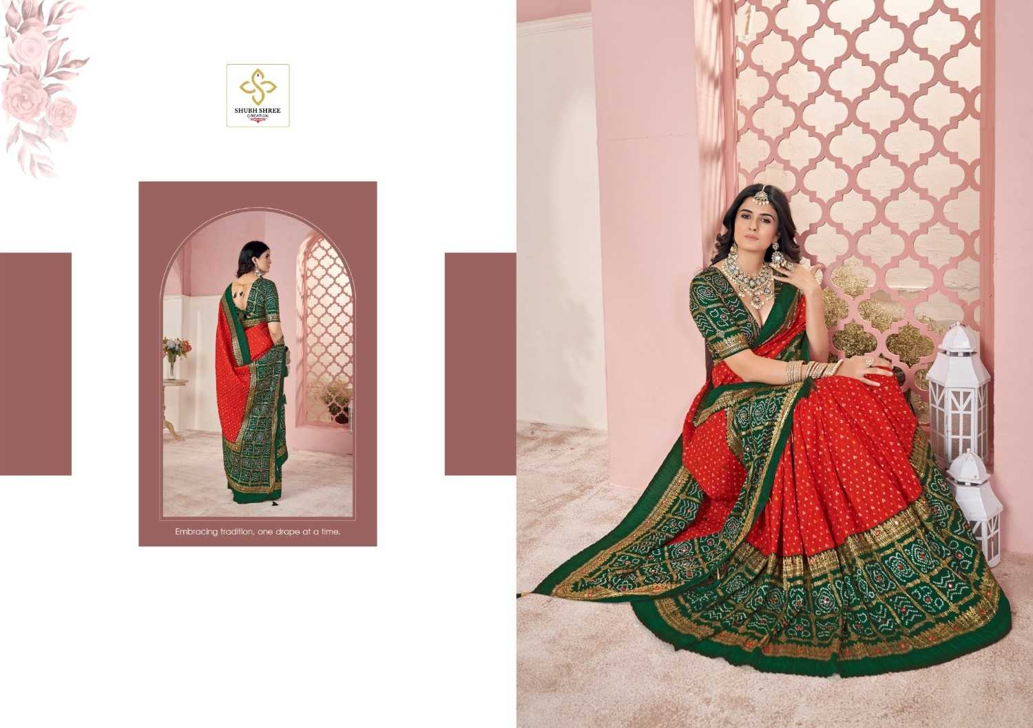 crush vol 4 by shubh shree creation velvet tussar silk casual saree