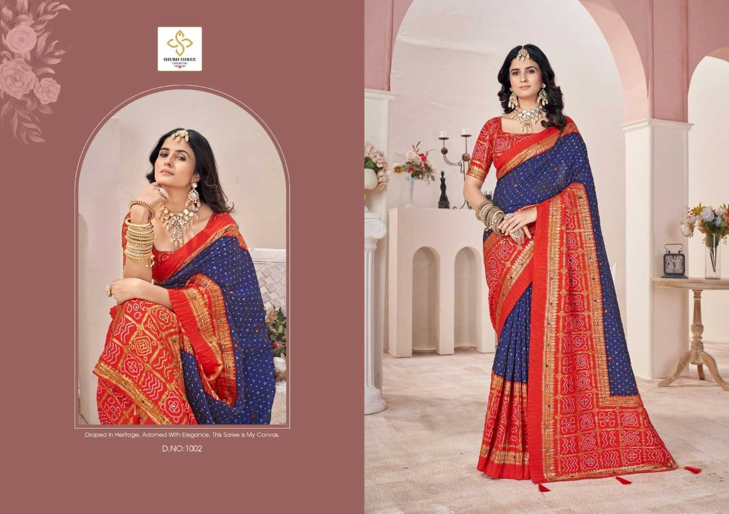 crush vol 4 by shubh shree creation velvet tussar silk casual saree