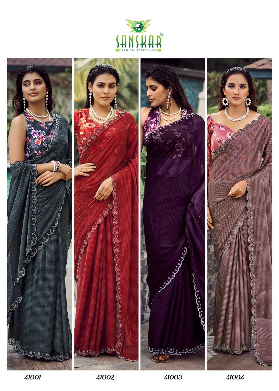 sanskar tex prints husn simmer new trendy saree wholesaler