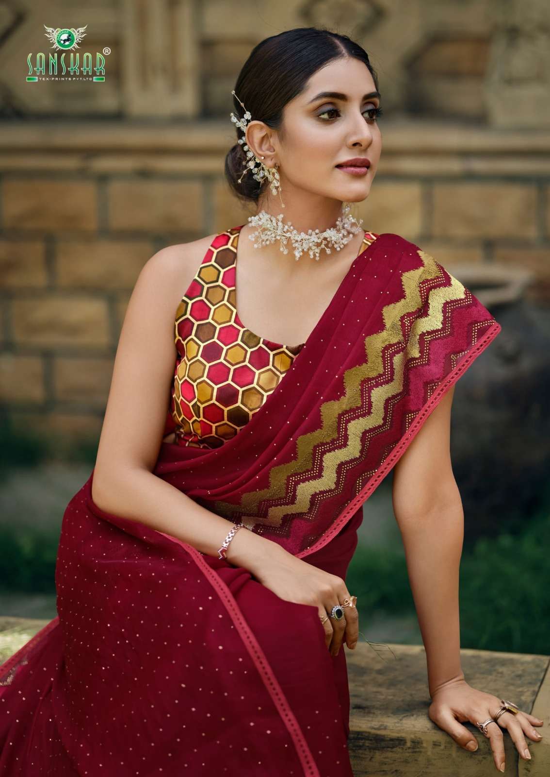 sanskar tex prints wow simmer georgette fancy best saree online
