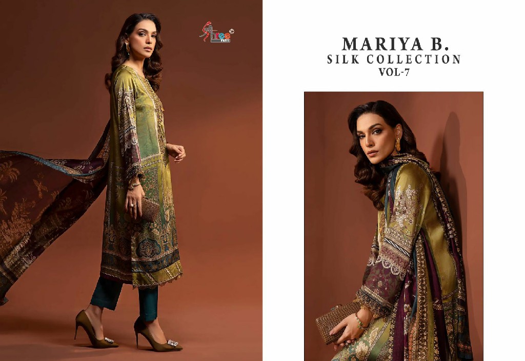 shree fabs mariya b silk collection vol 7 satin pakistani suits