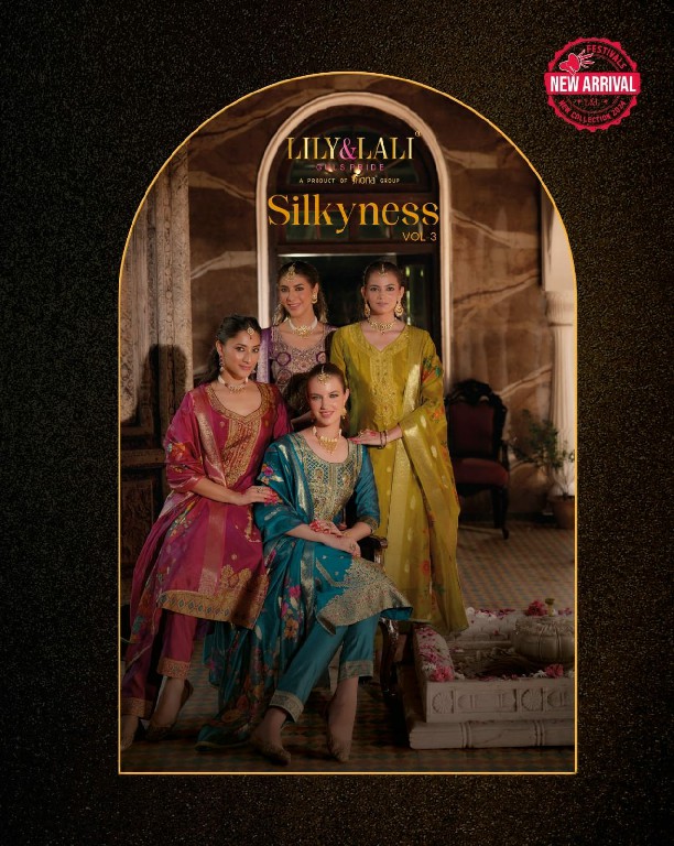 lily And lali silkyness vol 3 organza jacquard trendy readymade 3pcs dress