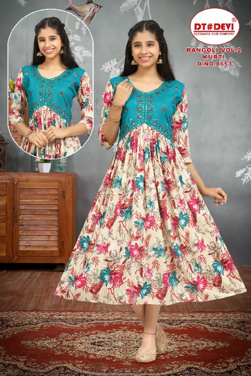 DT Devi Rangoli Vol-2 Kurtis D.no 8653 Wholesale Kids Kurtis Combo