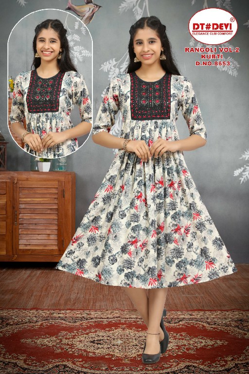DT Devi Rangoli Vol-2 Kurtis D.no 8653 Wholesale Kids Kurtis Combo