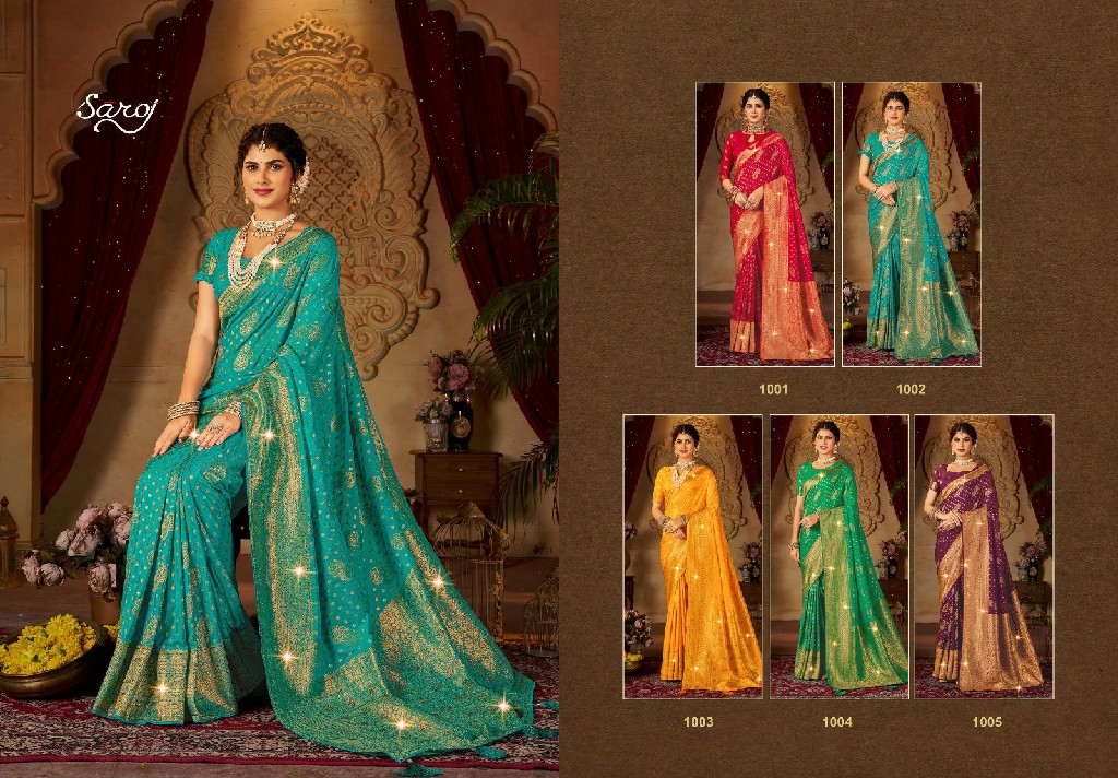 Saroj Peacock Silk Vol-1 Wholesale Pure Crepe Georgette Sarees