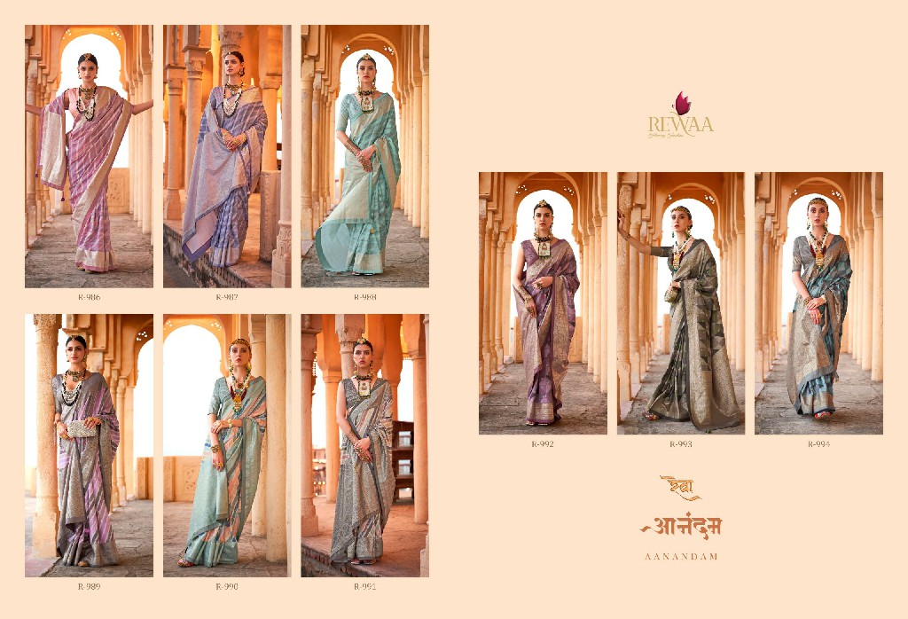 Rewaa Aanandam Wholesale Poly Viscose Silk With Extra Hub Print Function Wear Sarees