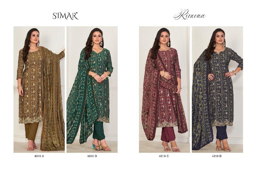 Omtex Simar Rimona Wholesale Special Viscose With Embroidery Work Salwar Suits