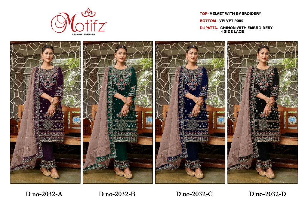 Motifz D.no 2032 Wholesale Velvet 9000 Pakistani Concept Salwar Suits