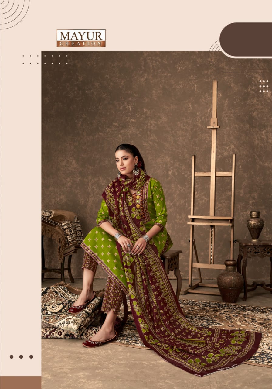 MAYUR CREATION AJARAKH VOL 4 COTTON THREAD WORK READYMADE 3PCS SET
