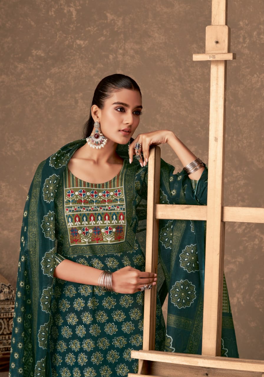 MAYUR CREATION AJARAKH VOL 4 COTTON THREAD WORK READYMADE 3PCS SET