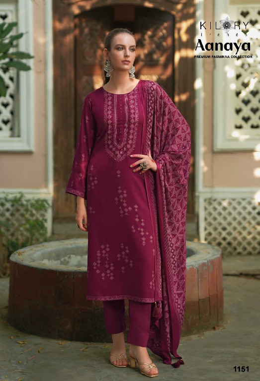 kilory trends aanaya viscose pashmina designer unstitch winter kurti pant dupatta