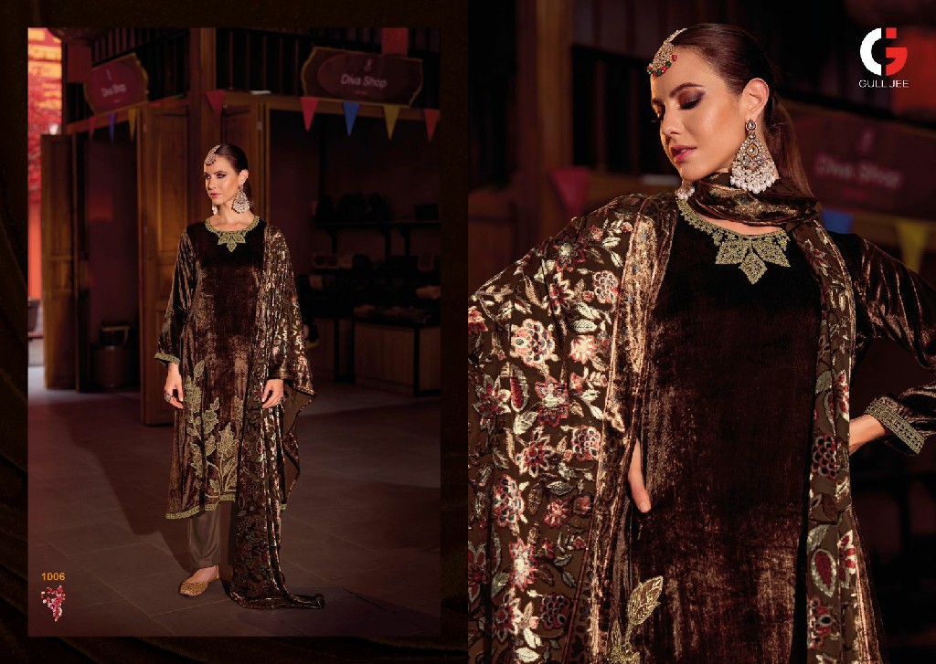 Gull Jee Mughal Garden Wholesale Viscose Velvet With Patch Work Embroidery Winter Suits