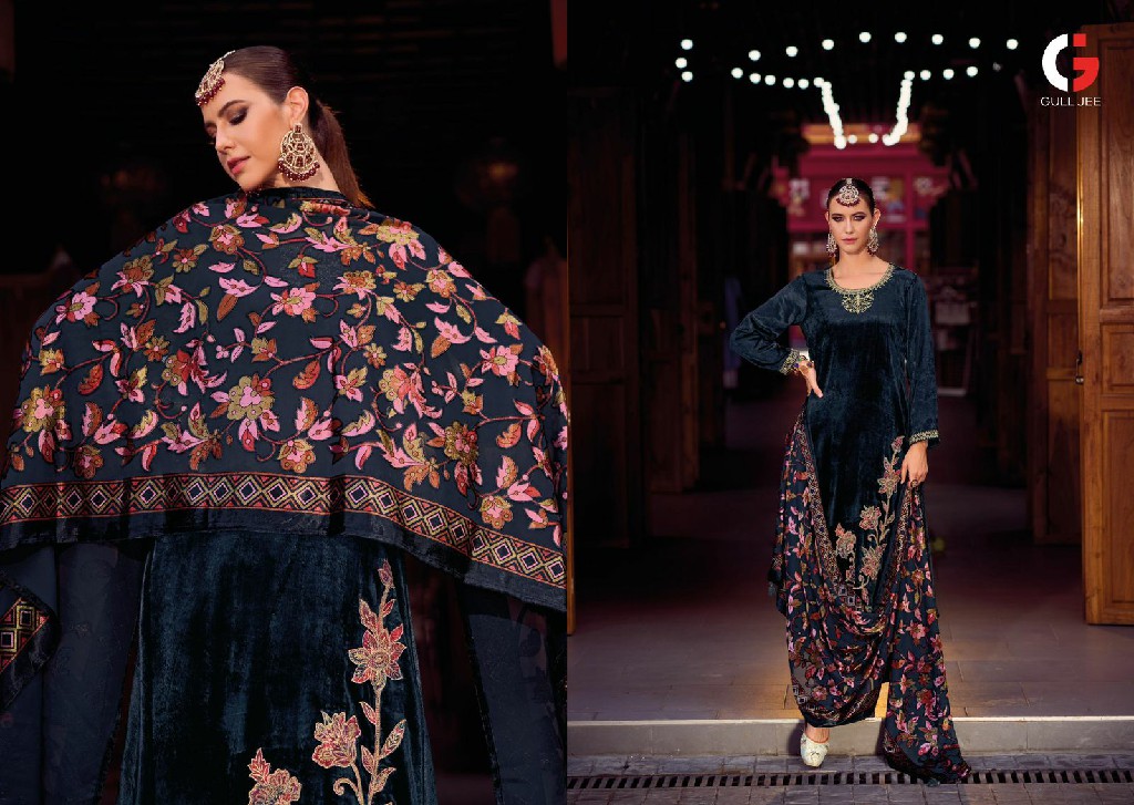 Gull Jee Mughal Garden Wholesale Viscose Velvet With Patch Work Embroidery Winter Suits