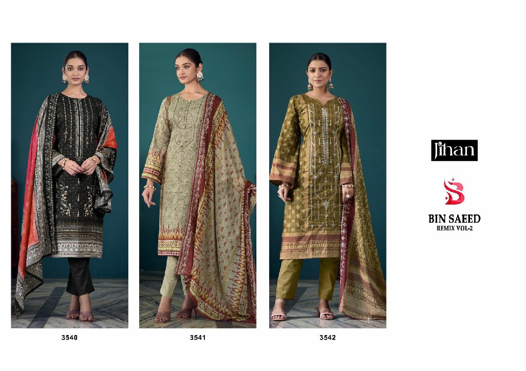 Jihan Bin Saeed Remix Vol-2 Wholesale Pure Lawn Print Indian Pakistani Suits