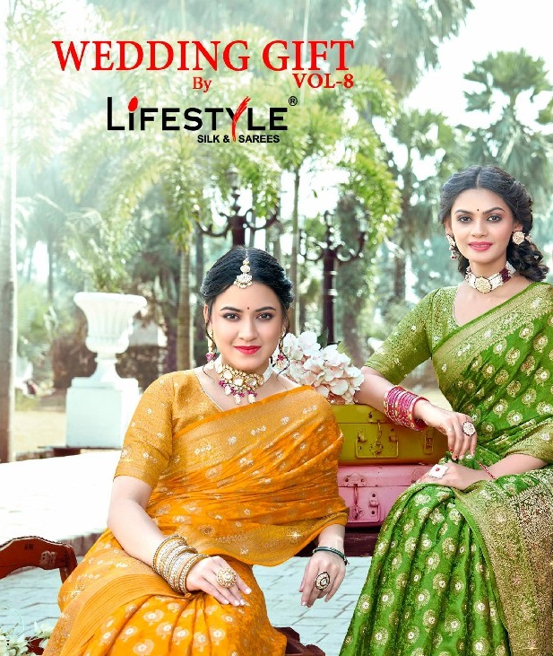 Lifestyle Wedding Gift Vol-8 Wholesale Nylon Sattin Festive Sarees