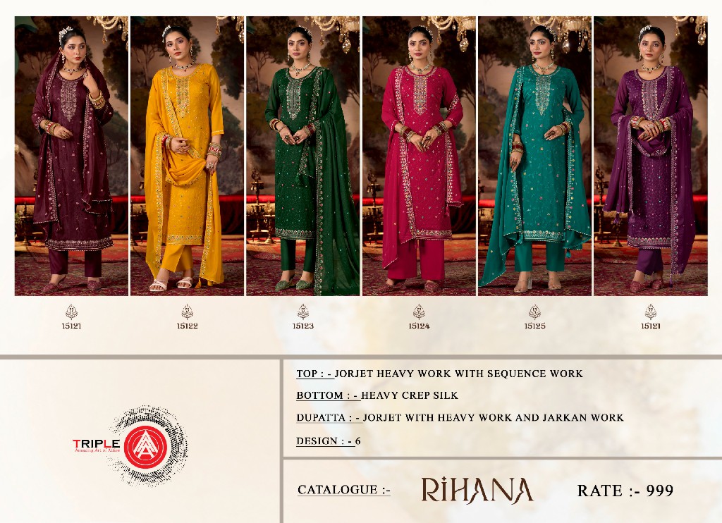 rihana by triple aaa georgette sequence work ladies suits