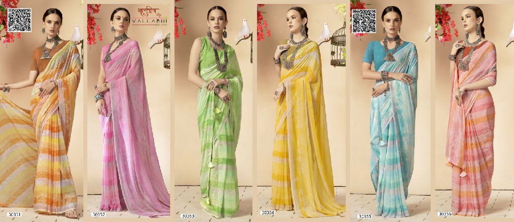 Vallabhi Viransha Vol-2 Wholesale Floral Print Georgette Fabrics Sarees