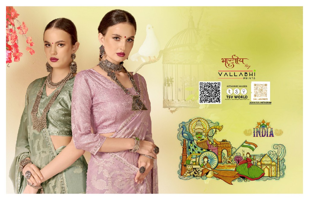 Vallabhi Agnira Vol-2 Wholesale Floral Print With Swaroski Work Sarees