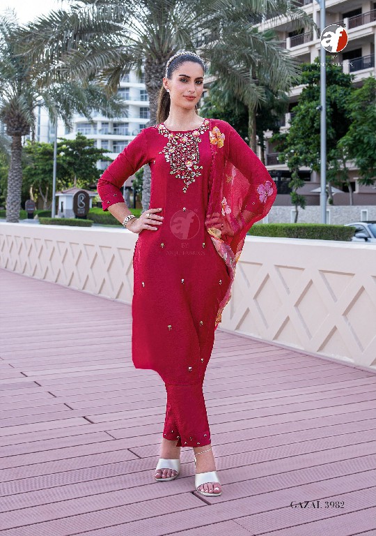 Anju Gazal Vol-5 Wholesale Viscose By Nylon Kurti Pant With Dupatta Catalog