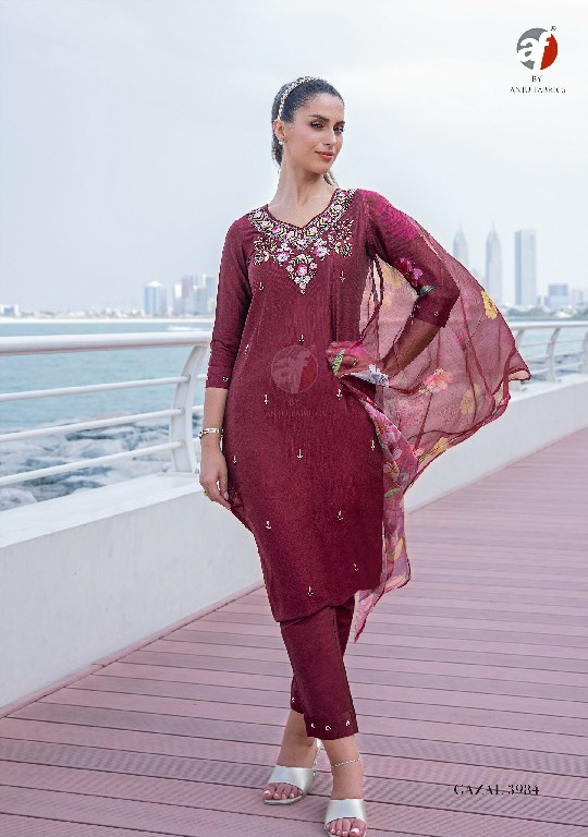 Anju Gazal Vol-5 Wholesale Viscose By Nylon Kurti Pant With Dupatta Catalog