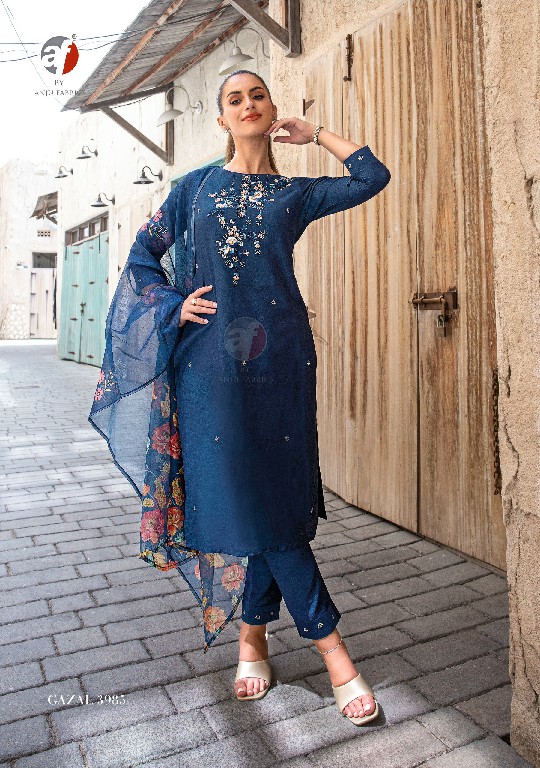 Anju Gazal Vol-5 Wholesale Viscose By Nylon Kurti Pant With Dupatta Catalog