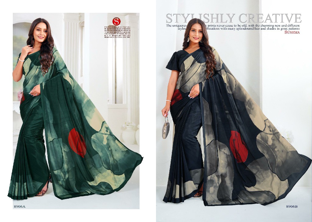 Sushma Artful Wholesale Printed Crape Style Sarees