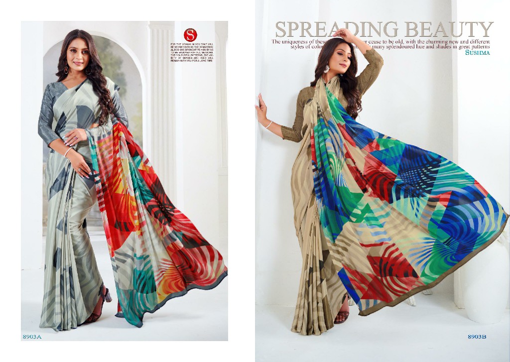 Sushma Artful Wholesale Printed Crape Style Sarees