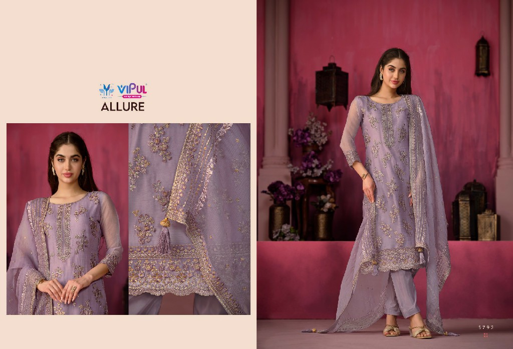 Vipul Allure Wholesale Soft Organza Chiffon With Heavy Embroidery Party Wear Suits