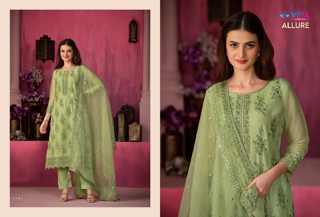 Vipul Allure Wholesale Soft Organza Chiffon With Heavy Embroidery Party Wear Suits