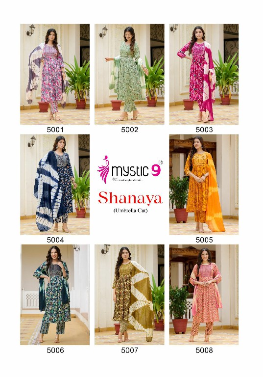 Mystic 9 Shanaya Vol-5 Wholesale Umbrella Cut Kurtis With Pant And Dupatta