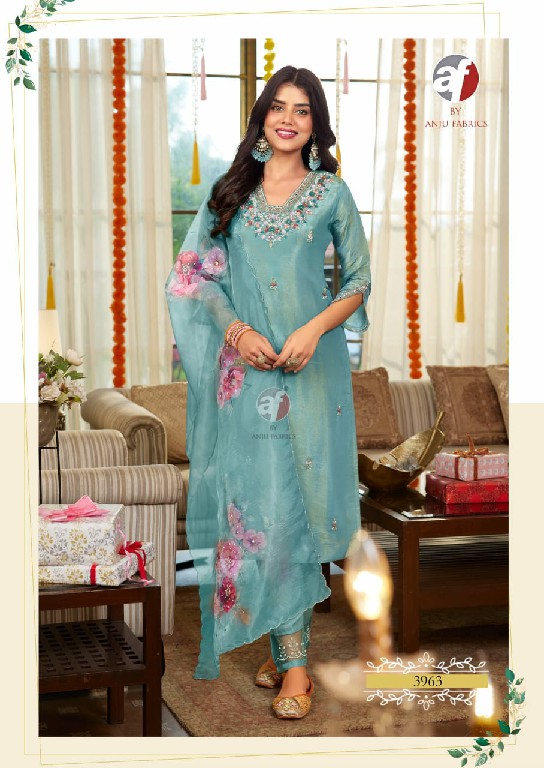 Anju Saheli Wholesale Pure Tissue Shimmer Kurtis With Pant And Dupatta