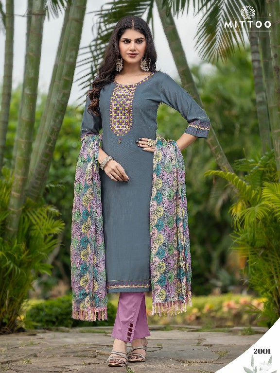 Mittoo Aaradhna Wholesale Viscose Weaving Kurtis With Pant And Dupatta