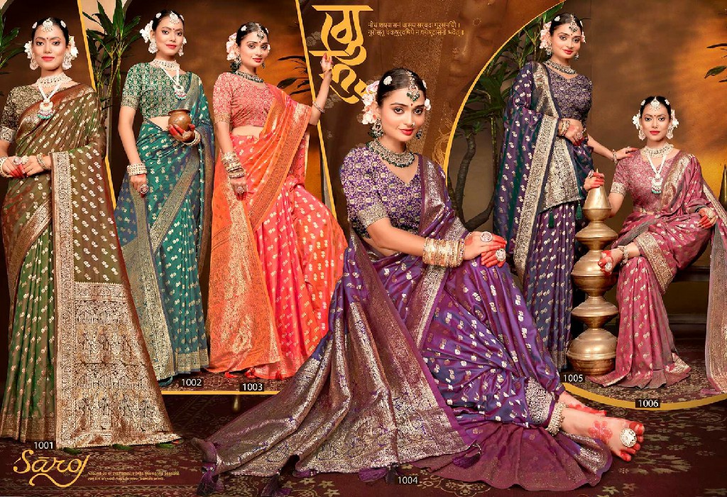 Saroj Magical Saroski Silk Vol-1 Wholesale Dual Two Tone With Heavy Work Sarees