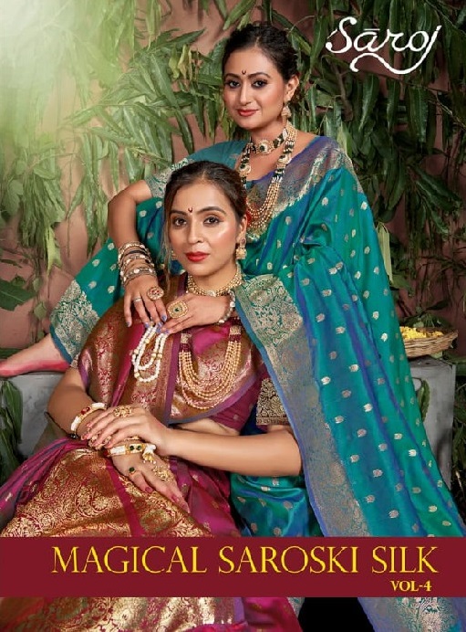 Saroj Magical Saroski Silk Vol-4 Wholesale Dual Two Tone With Heavy Work Sarees