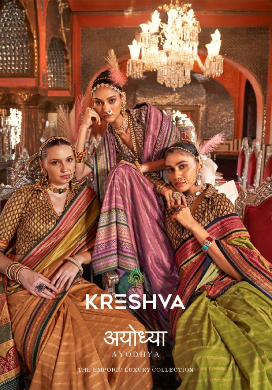 Kreshva Ayodhya Wholesale Super VB Silk With Elite Gold Finish Ethnic Sarees