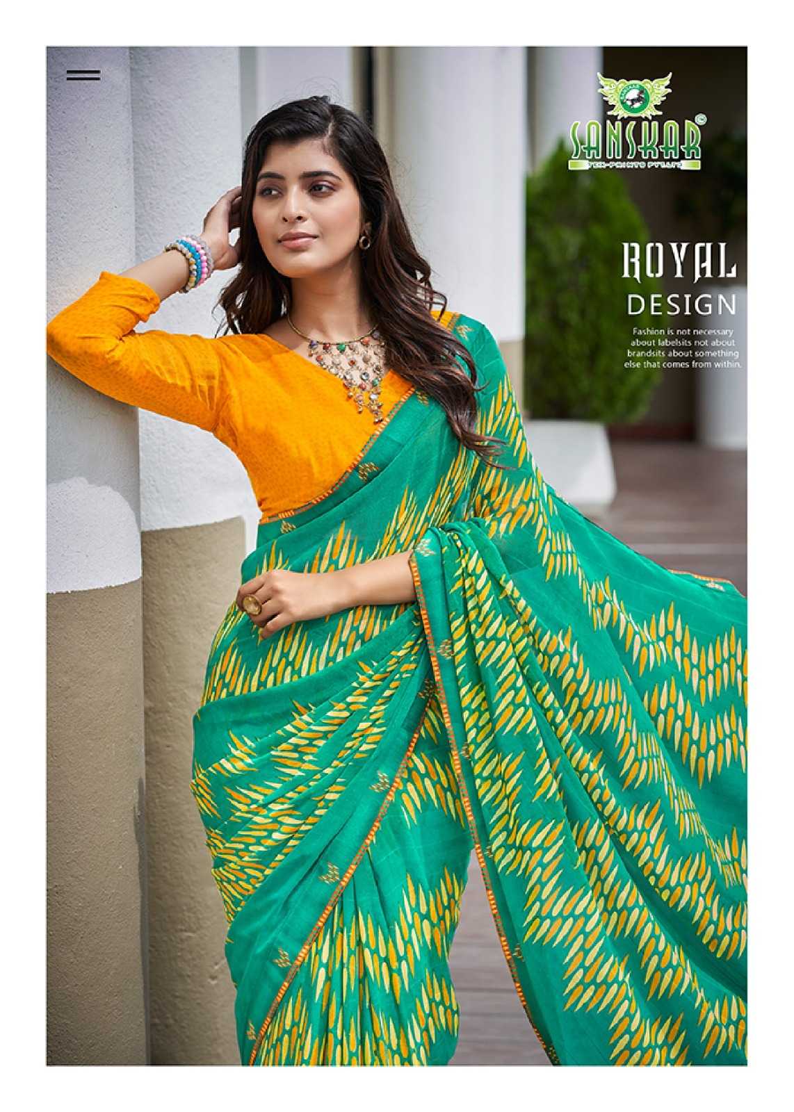 radhe by sanskar tex prints georgette new trendy saree wholesaler