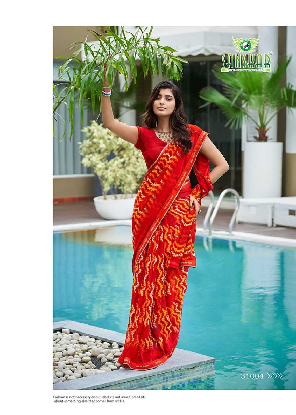 radhe by sanskar tex prints georgette new trendy saree wholesaler