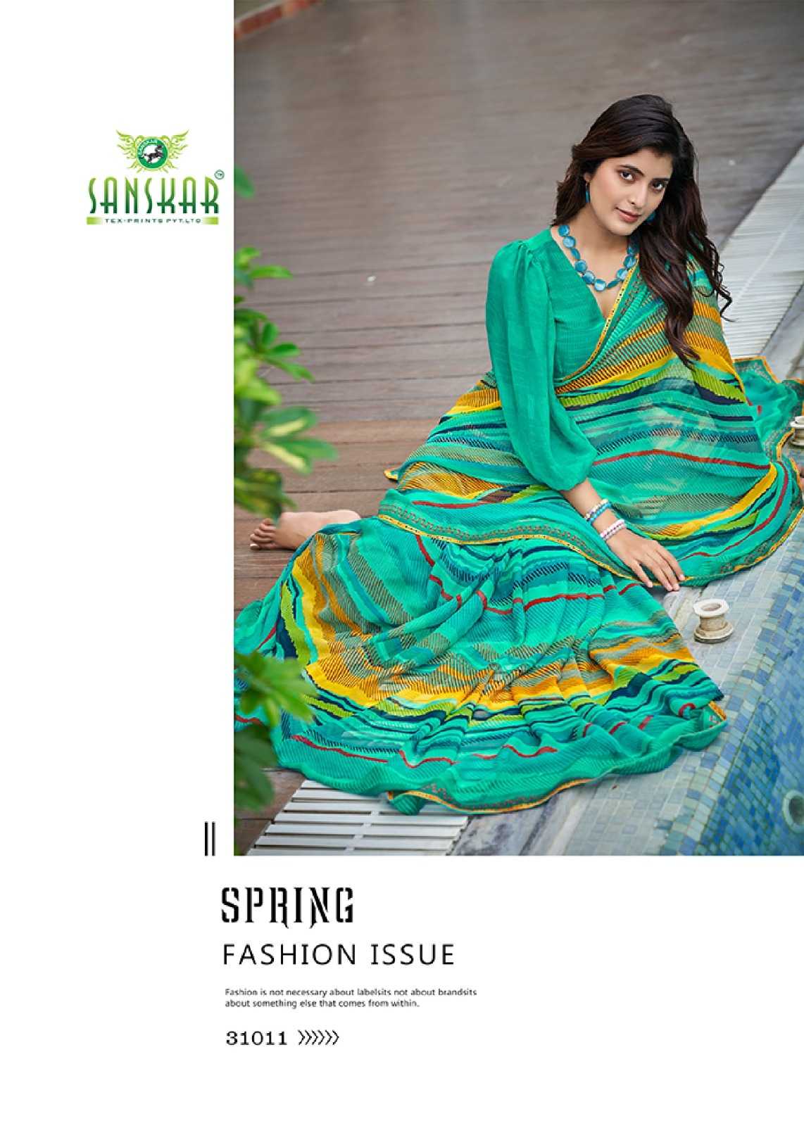 radhe by sanskar tex prints georgette new trendy saree wholesaler