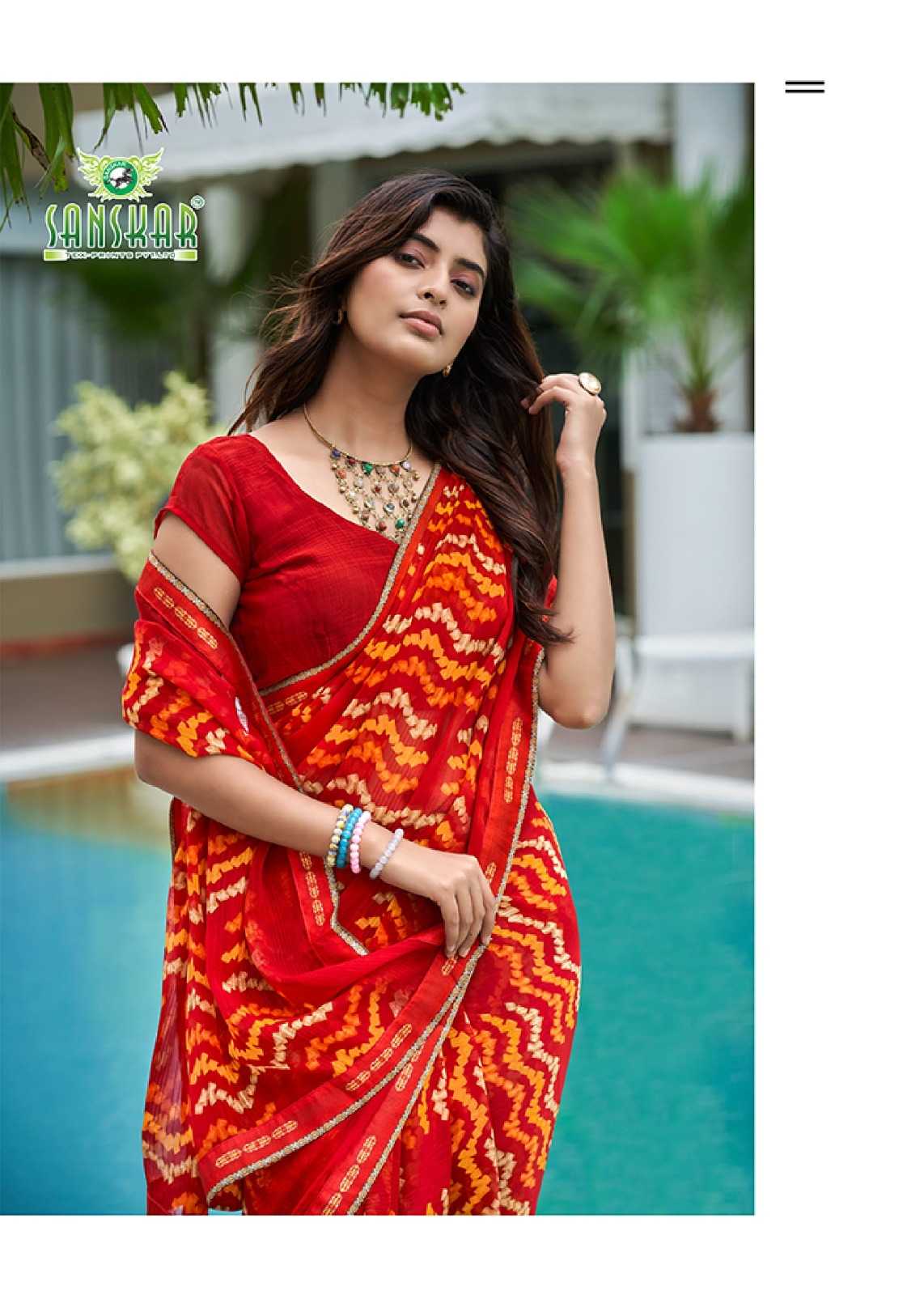 radhe by sanskar tex prints georgette new trendy saree wholesaler