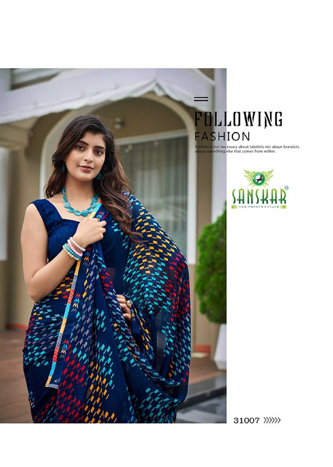 radhe by sanskar tex prints georgette new trendy saree wholesaler