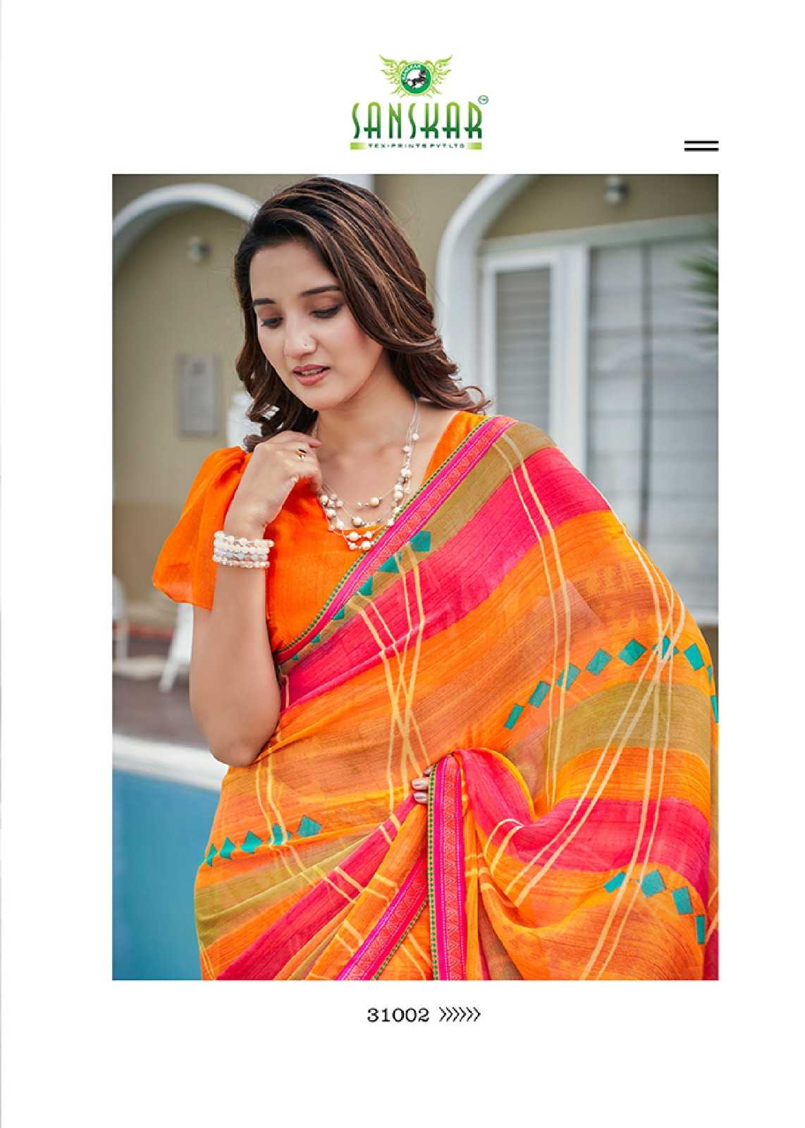 radhe by sanskar tex prints georgette new trendy saree wholesaler