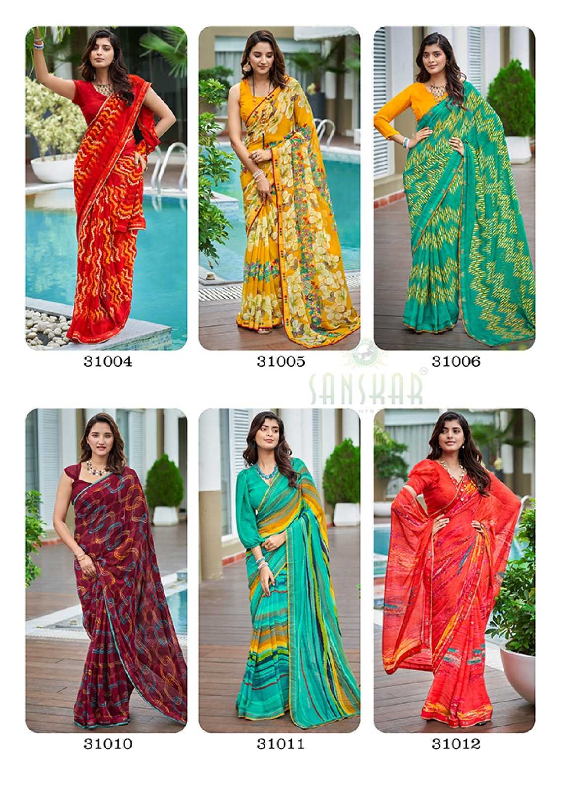 radhe by sanskar tex prints georgette new trendy saree wholesaler