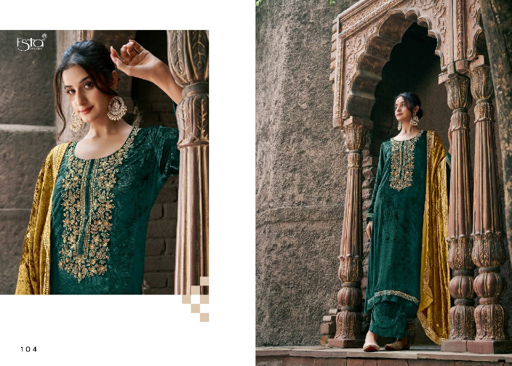 esta naqush pure silk velvet winter collection designer suits