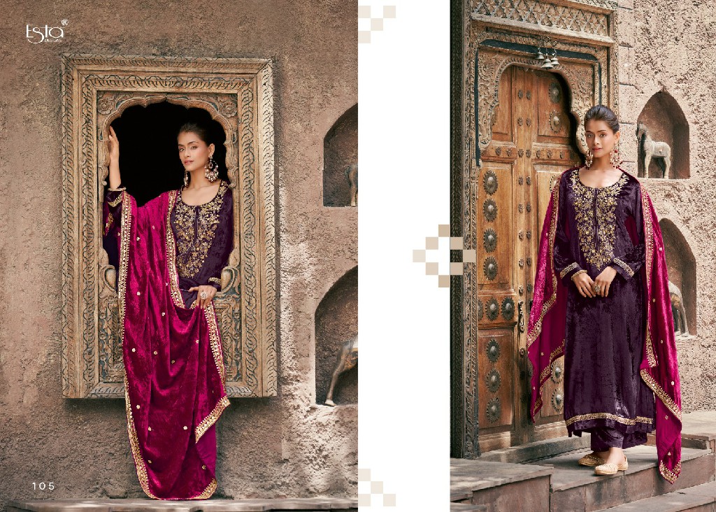 esta naqush pure silk velvet winter collection designer suits