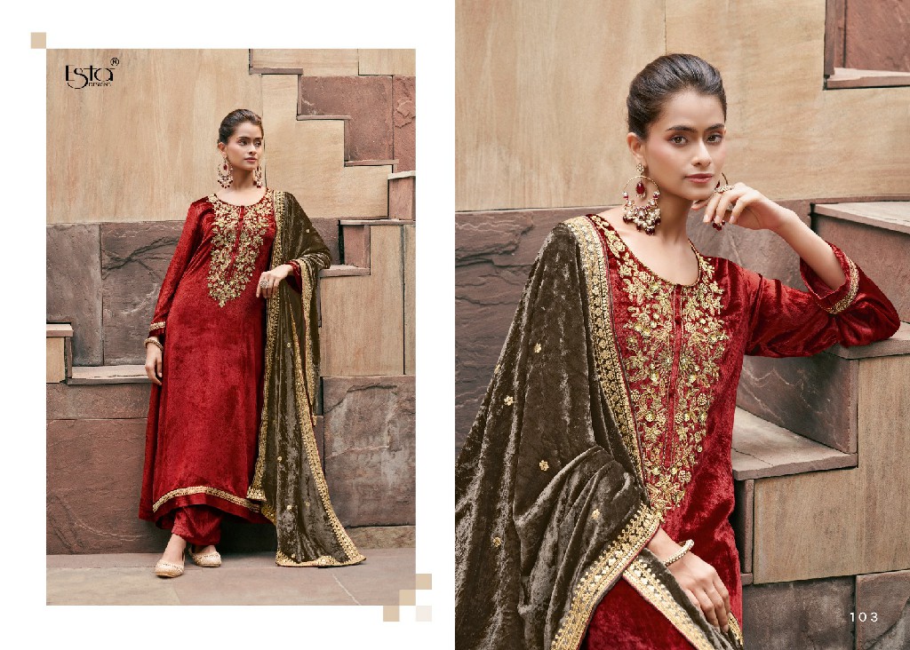 esta naqush pure silk velvet winter collection designer suits