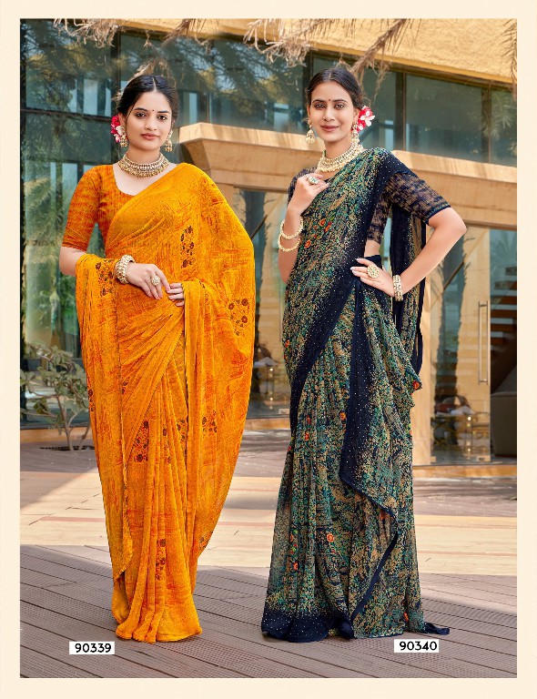 gujarish by saumya heavy weightless discharge print saree