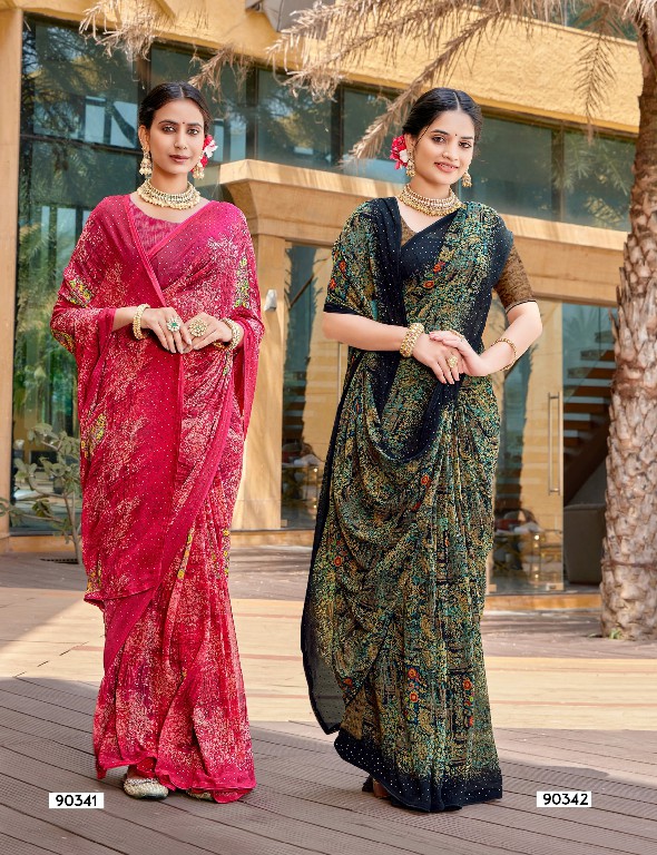 gujarish by saumya heavy weightless discharge print saree