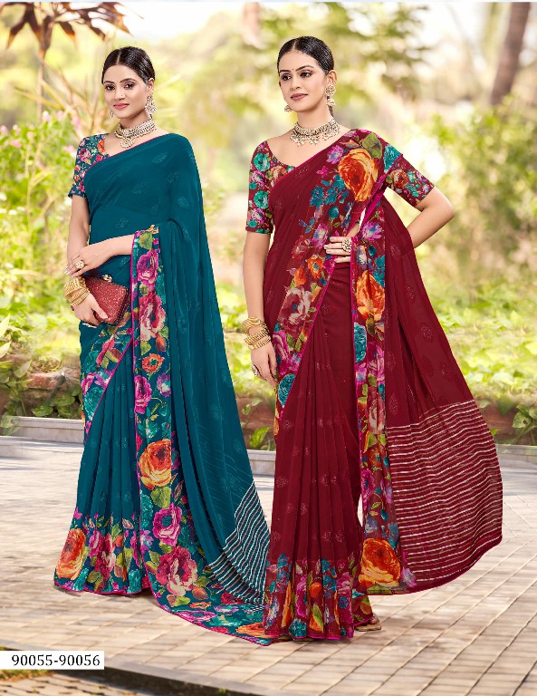 saumya kanishka comfy wear trendy print saree collection