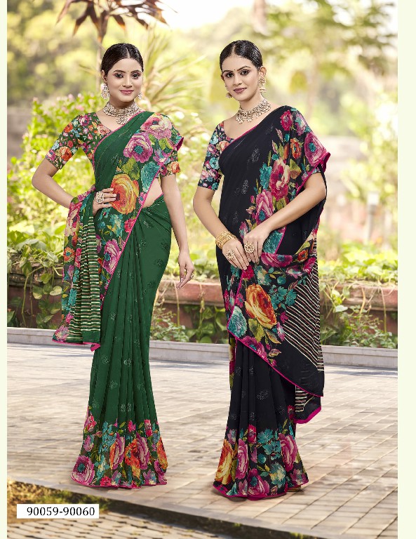 saumya kanishka comfy wear trendy print saree collection