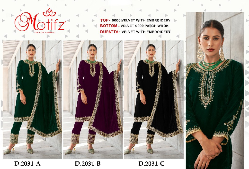 Motifz D.no 2031 Wholesale Velvet 9000 Pakistani Concept Salwar Suits